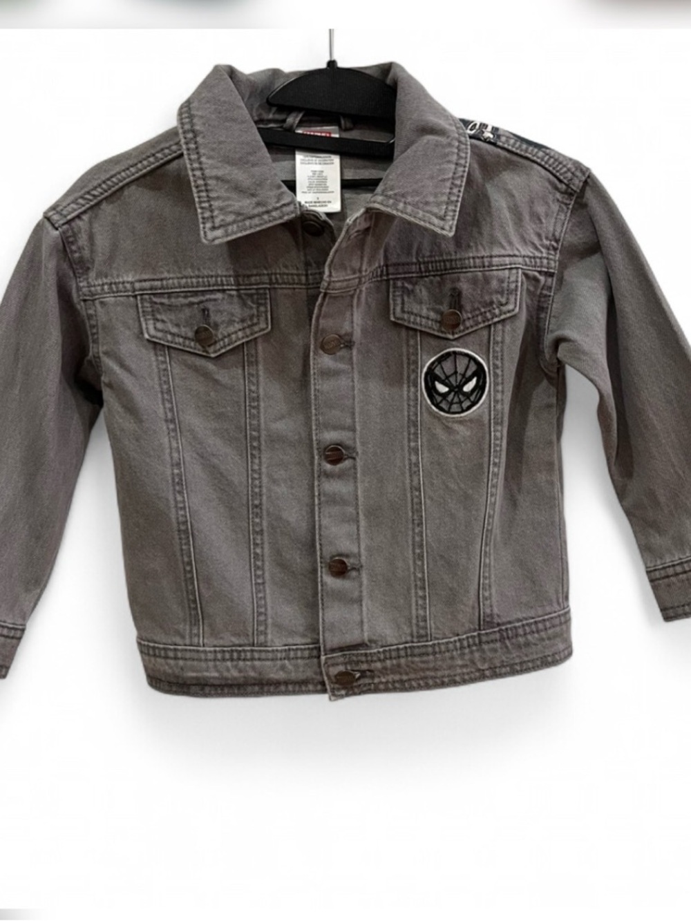 Marvel Gray Kids Denim Jean Jacket with Spider Patch